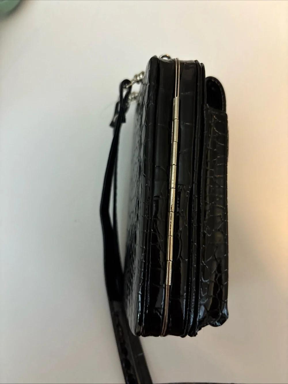 Black silver Heart Crossbody Phone/credit card Case with Adjustable Strap